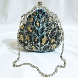 Judith Leiber Swarovski Crystal Leopard Print Chatelaine Miniaudiere Evening Bag